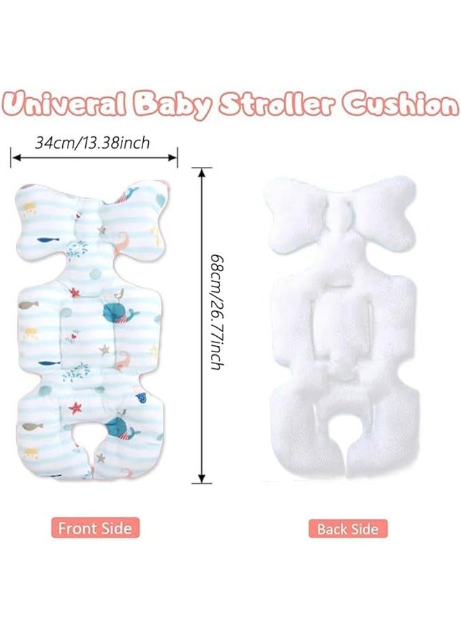 وسادة عربة اطفال وسادة مقعد عربة الأطفال، مقعد سيارة للرضع، وسادة دعم للرأس والجسم، وسادة قابلة للتنفس لكرسي السيارة العالي، مقعد غير قابل للانزلاق للأطفال الرضع مفرش عربة اطفال (قطة وردية) - Image 3