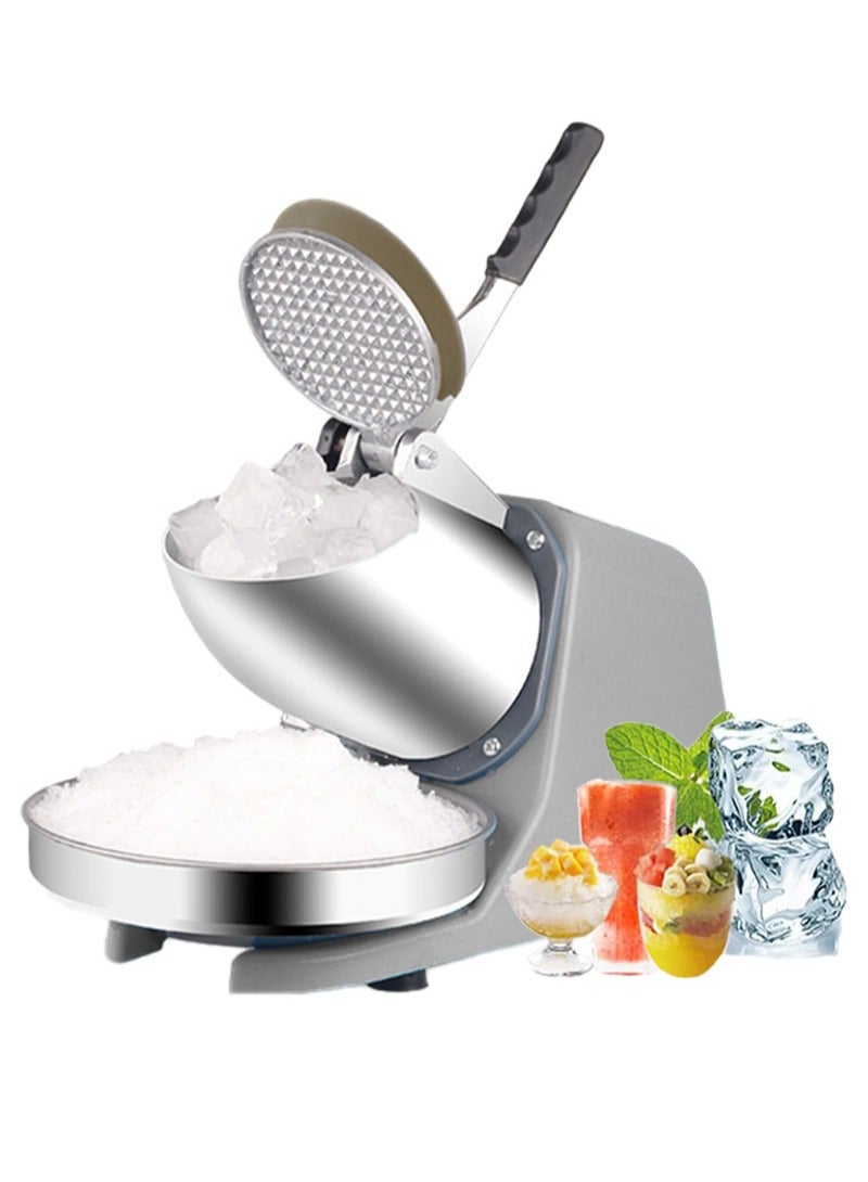 Apustim Ice Crusher Shaved Ice Machine Electric Snow Cone Machine，Double Blade Design，Adjustable Thickness，Suitable For Private And Commercial Use（Grey） - Image 1