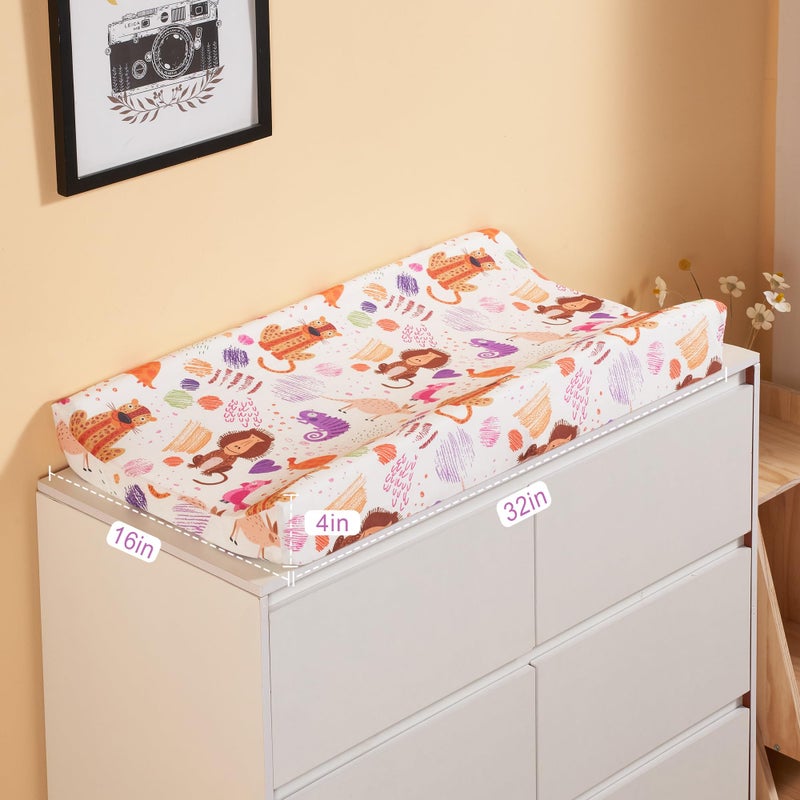 TILLYOU Baby Changing Pad Cover, Changing Table Cover for Girls Boys, Ultra Soft Breathable, 2 Pack Animal Graffiti & dot Printing - Image 3