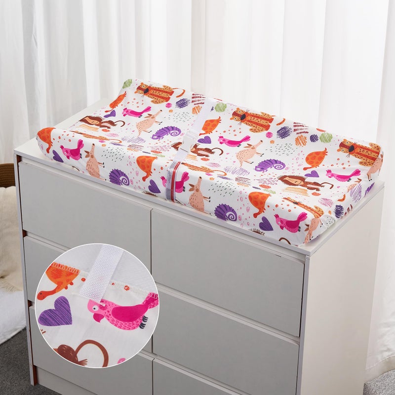 TILLYOU Baby Changing Pad Cover, Changing Table Cover for Girls Boys, Ultra Soft Breathable, 2 Pack Animal Graffiti & dot Printing - Image 5