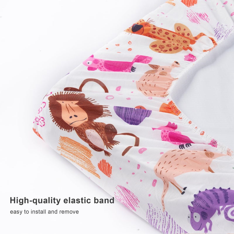 TILLYOU Baby Changing Pad Cover, Changing Table Cover for Girls Boys, Ultra Soft Breathable, 2 Pack Animal Graffiti & dot Printing - Image 4