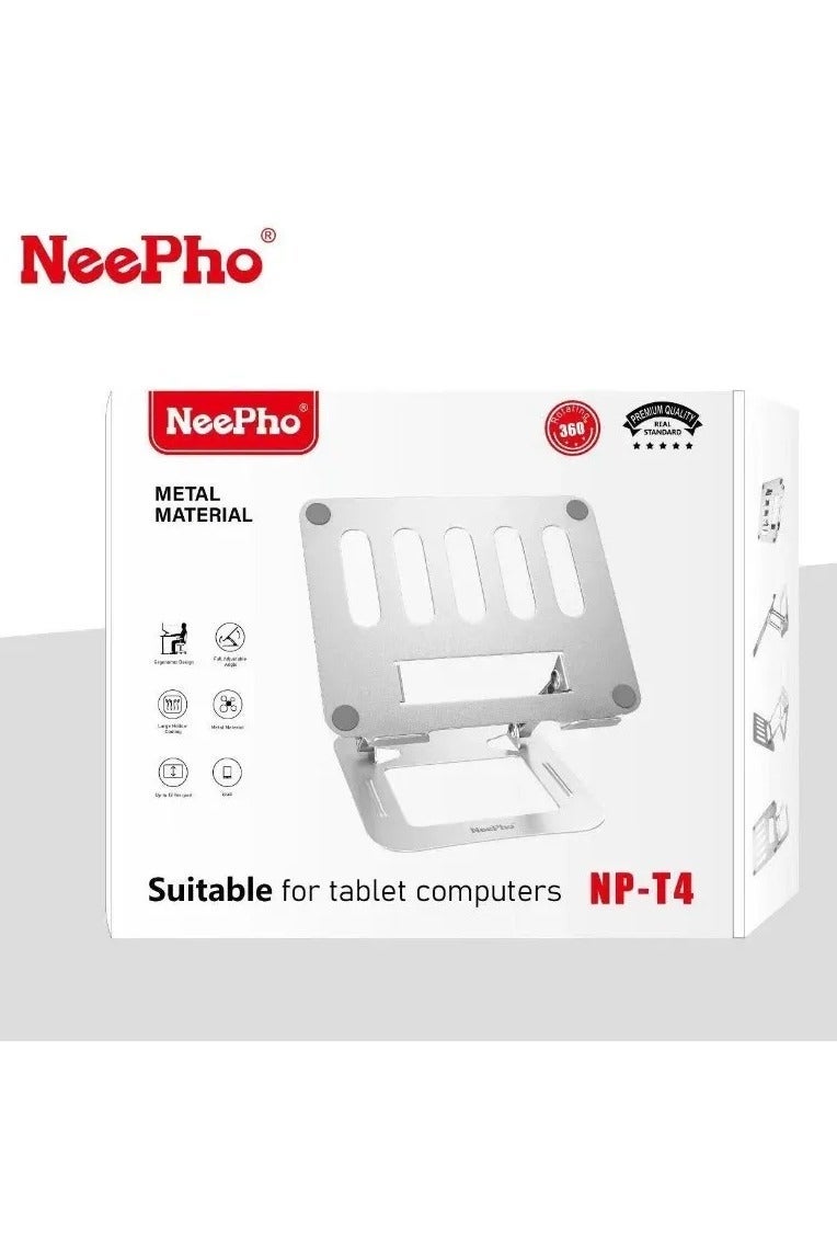 ني فو حامل معدني كامل للأجهزة اللوحية والهواتف المحمولة NP-T4 - حامل قابل للتعديل بزاوية 360 درجة مع قاعدة غير قابلة للانزلاق وارتفاع مرن - حامل فائق القوة لأجهزة iPad والكمبيوتر اللوحي والكمبيوتر المحمول وMacBook - Image 3