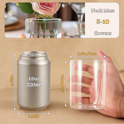 TBWIND 12pcs Small Glass Cylinder Vases for Centerpieces, 4 Inch Clear Flowers Vase for Wedding Decorations, Glass Hurricane Candle Holder for Home Decor Table Centerpiece - Image 3