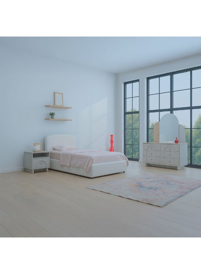 DANUBE HOME Reena 120x200 Upholstered Single Bed - Beige | Stylish Engineered Wood & Fabric Design | Durable Metal Frame | No Storage | Ideal for Bedroom Furniture - Image 2