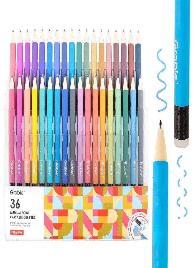 Grabie Erasable Gel Pens, Medium Point 0.7 mm Erasable Pens, Make Mistakes Disappear for Drawing Writing Planner, Pack of 36 Assorted Colors - Image 1