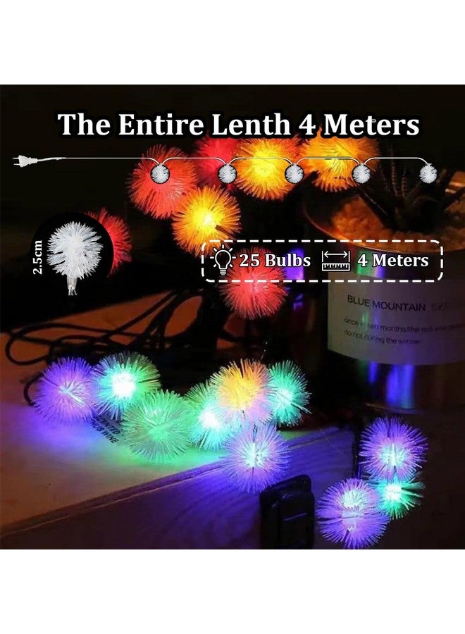 fizzytech Plastic Furry Snow Balls Fairy Lights Of Home Decoration Diwali Light For Party Birthday Diwali Christmas (25 Led 4 Meter, 8 Modes, Multicolor) - Image 4