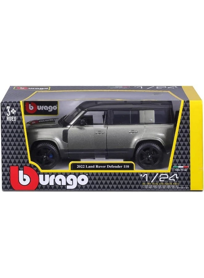 Bburago Land Rover Defender 110 2022 Die-Cast SUV Car (1:24, Metallic Green) - Image 1