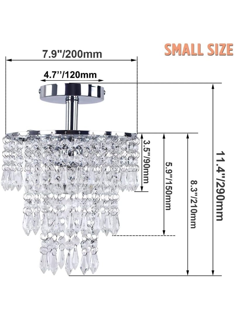 أجريون ثريا كريستال صغيرة إضاءة سقف كروم LED بثلاث طبقات من قطرات المطر - مصباح لغرفة النوم، الردهة، ديكور غرفة المعيشة - Image 5