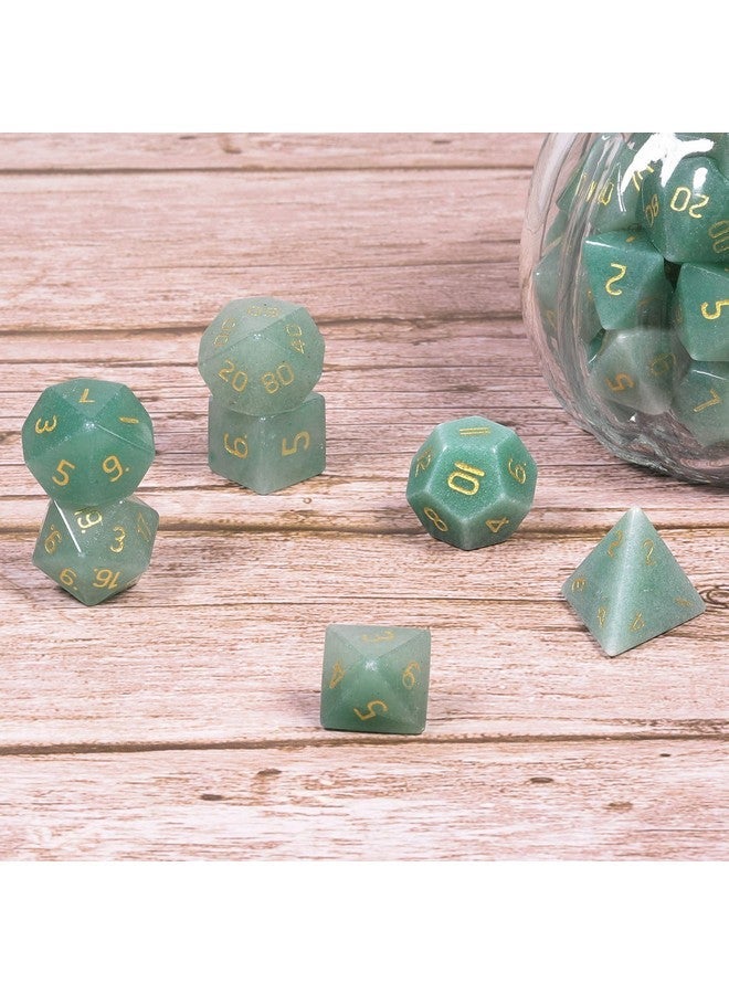 نوبوياي Nupuyai Healing Green Aventurine Crystal D & D مجموعة نرد متعدد السطوح مع صندوق للأبراج المحصنة والتنانين ، مجموعة من 7 نرد لعبة طاولة لمجموعة لعب الأدوار MTG - Image 5