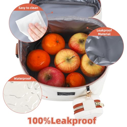 Fxady Breastmilk Cooler Bag with Ice Pack, Insulated Baby Bottle Tote Bag for 6 Bottles Up to 9 oz, Clip-On Pouch for Baby Essentials, Leakproof, Waterproof, Shoulder Strap for Nursing Moms, Beige - Image 4