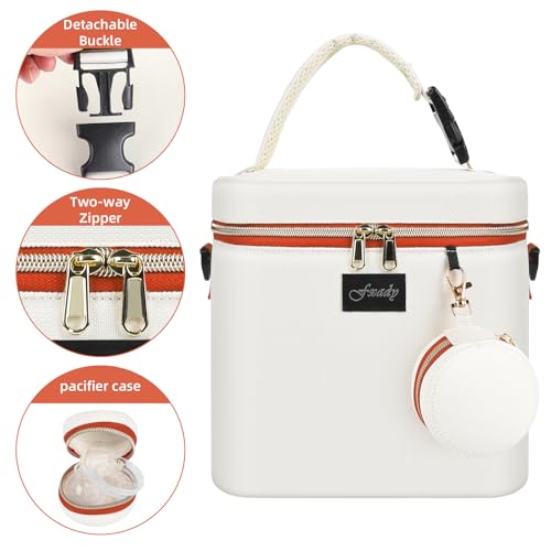 Fxady Breastmilk Cooler Bag with Ice Pack, Insulated Baby Bottle Tote Bag for 6 Bottles Up to 9 oz, Clip-On Pouch for Baby Essentials, Leakproof, Waterproof, Shoulder Strap for Nursing Moms, Beige - Image 5