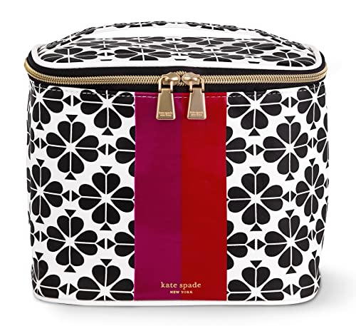 kate spade new york Insulated Lunch Tote Small Lunch Cooler Cute Lunch Bag for Women Floral Thermal Bag with Double Zipper Close and Carrying Handle Spade Flower Stripe