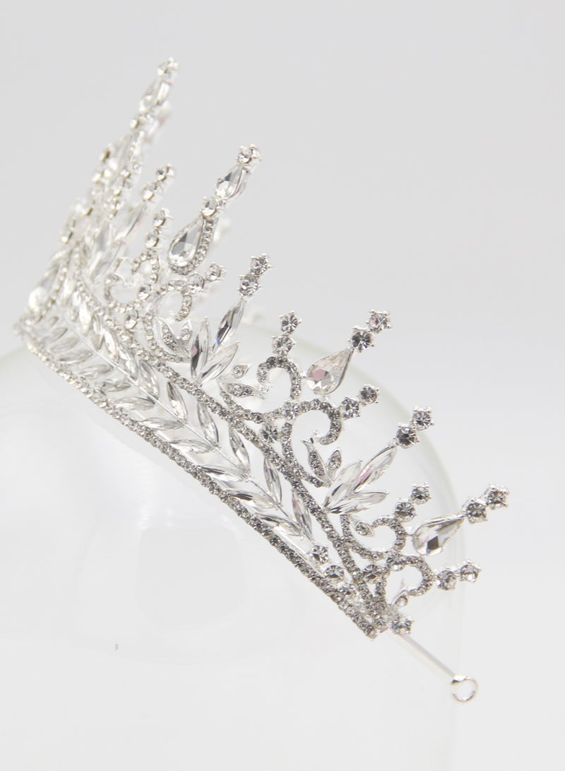 D'Daniela Ddaniela Alexa Collection Faux white with Silver  stones Crown Tiara - Image 2