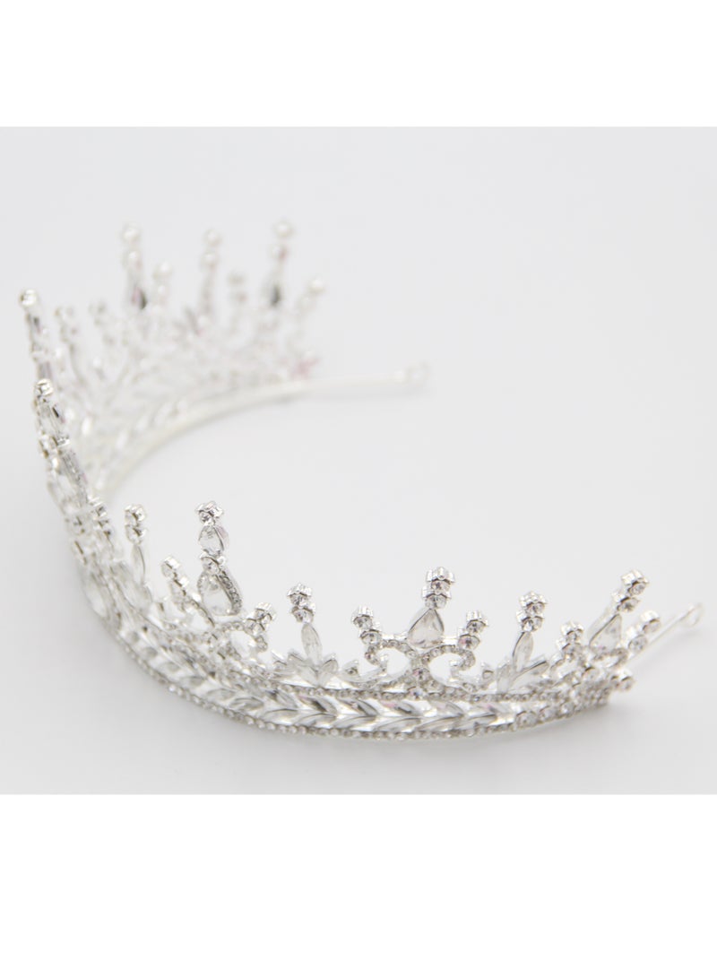 D'Daniela Ddaniela Alexa Collection Faux white with Silver  stones Crown Tiara - Image 3
