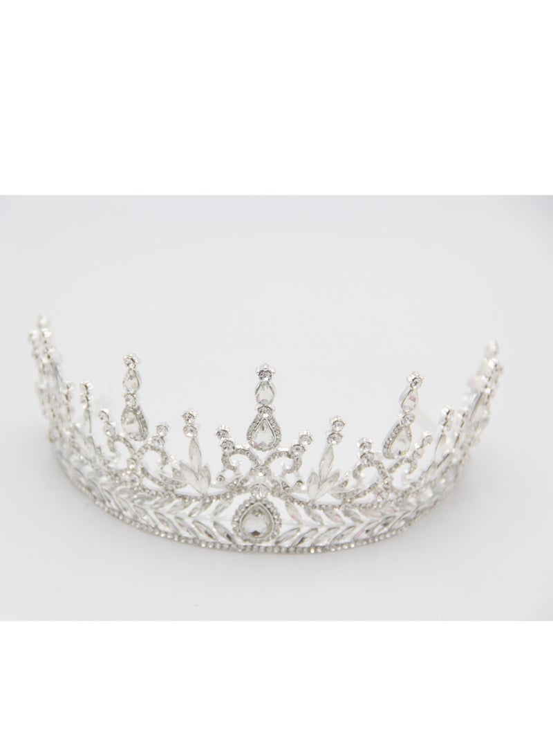 D'Daniela Ddaniela Alexa Collection Faux white with Silver  stones Crown Tiara - Image 4