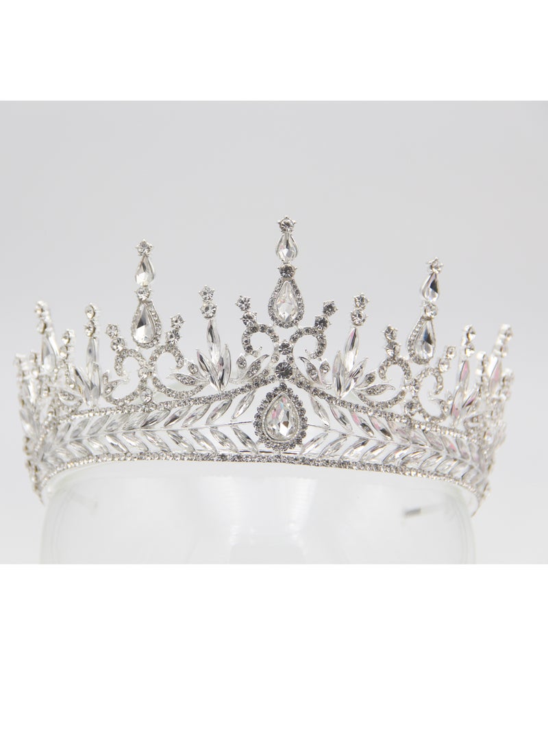 D'Daniela Ddaniela Alexa Collection Faux white with Silver  stones Crown Tiara - Image 1