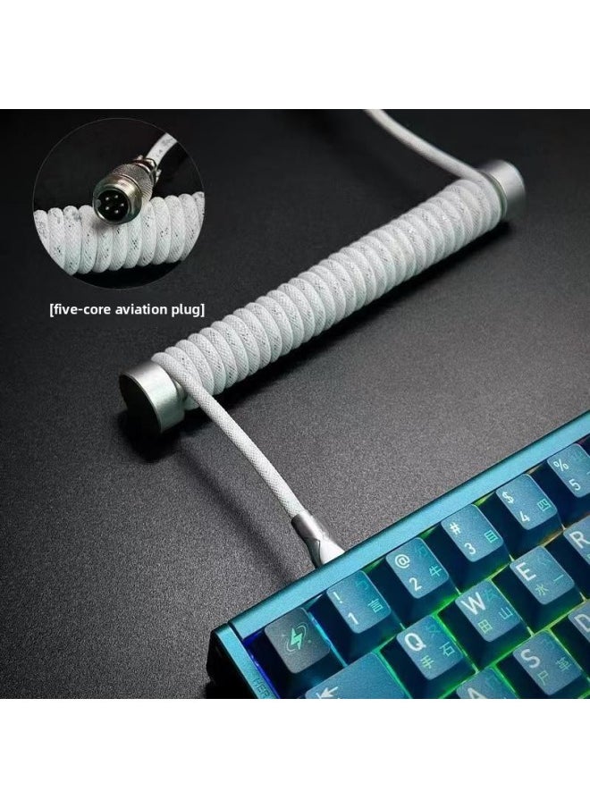 Generic - Customized Aviation Plug Line Mechanical Keyboard Data Cable Extension Fixed Rod Counterweight Rod Spring Typec Spiral USB-Color:Simple Macaron Rose Gold + Silver Weight Pole-Length:1.8m - Image 1