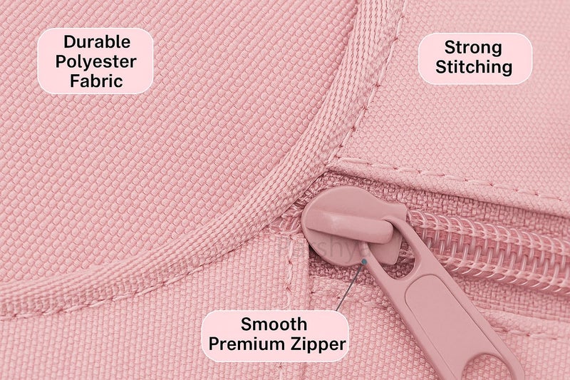 Parshya Cute Rabbit Pencil Pouch for Kids with Cute Cat Eraser Set | 6-Layer Multi-Pocket Pen Bag for Girls | School Stationery Kit Combo | Cute Bunny Design Pink Pouch - Image 4