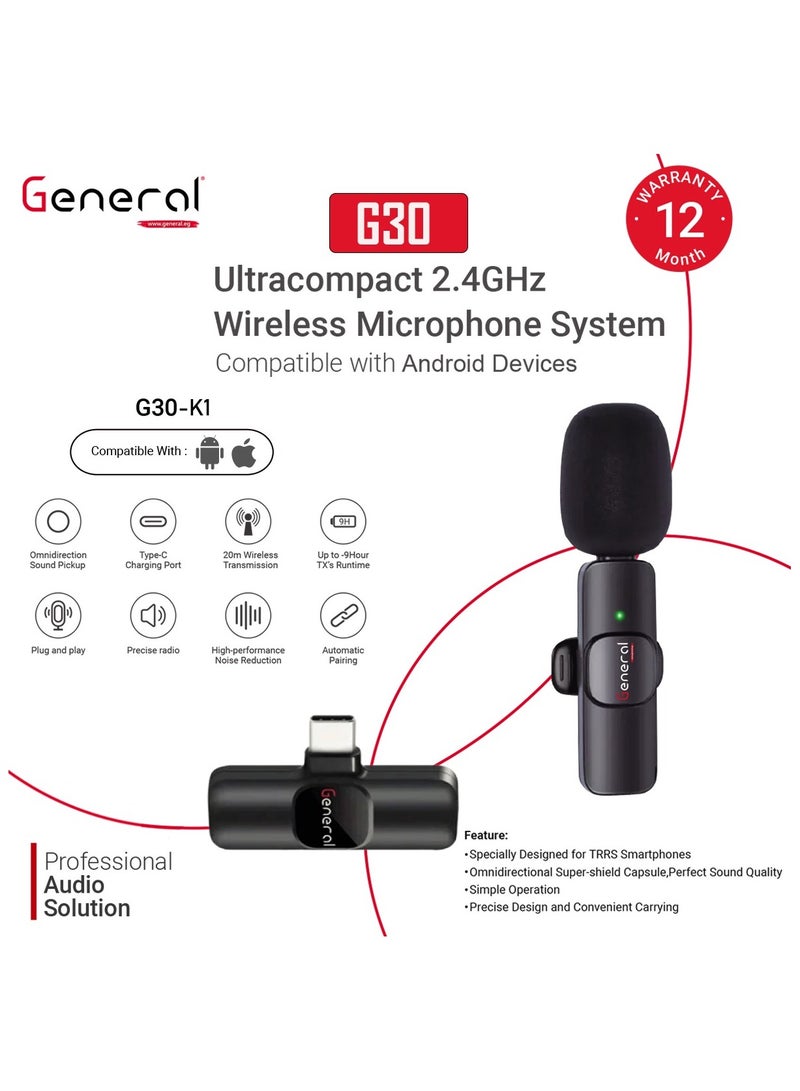 General Wireless G30 microphones Typ c K1 (Black)