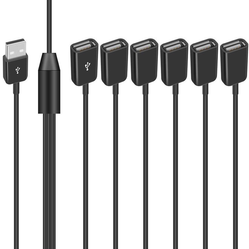 دوتك محول USB من من نوع A ذكري إلى 6 منافذ أنثوية بطول 1.65 قدم/50 سم، محول USB من نوع Y يدعم الشحن ونقل البيانات لأجهزة التلفزيون، لوحات المفاتيح، وأجهزة اللابتوب (1 إلى 6 منافذ). - Image 1