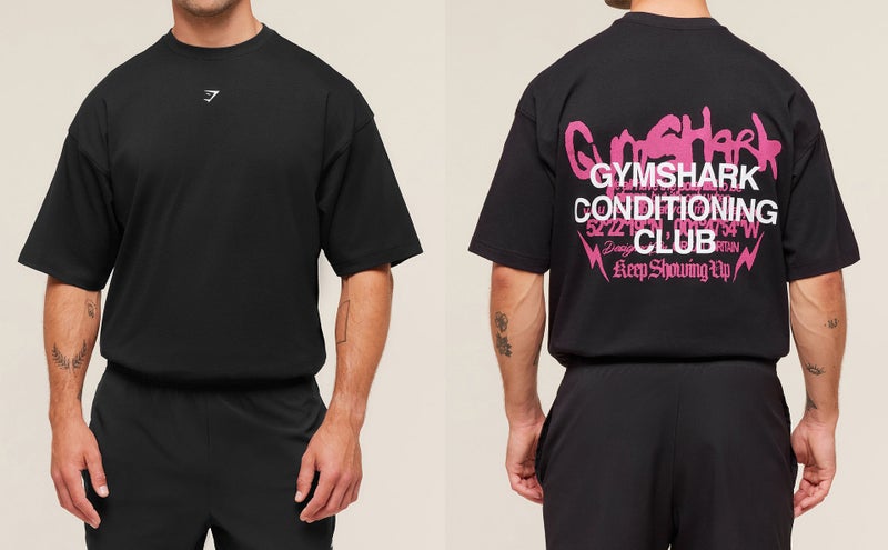 Gymshark-Inspired Loose Fit Cotton T-Shirt for Men | Athletic Print Graphic Tee