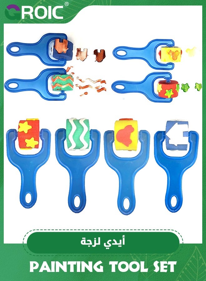 GROIC 30Pcs Finger Paint Sponges for Kids,Sponge Painting Brushes Set,Toddler Paint Set,Paint Set for Kids Include Foam Brushes,Paint Roller Kit,Palette,Flower Pattern Brush,Brush Set - Image 5