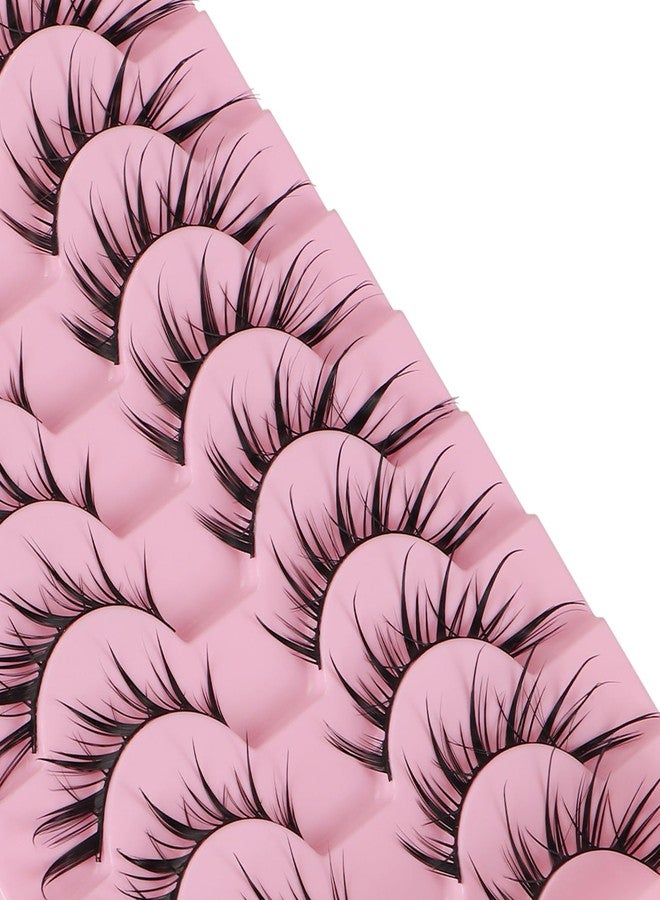 outopen 10 Pairs Fox Eye Manga Lashes Japanese Cosplay Lashes Doll Style Spiky Anime Lashes Wispy Cat Eye False Lashes Extensions(Fox Manga 10-15 MM) - Image 4