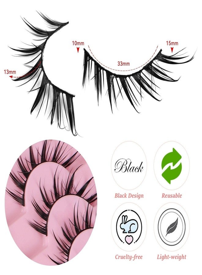 outopen 10 Pairs Fox Eye Manga Lashes Japanese Cosplay Lashes Doll Style Spiky Anime Lashes Wispy Cat Eye False Lashes Extensions(Fox Manga 10-15 MM) - Image 2