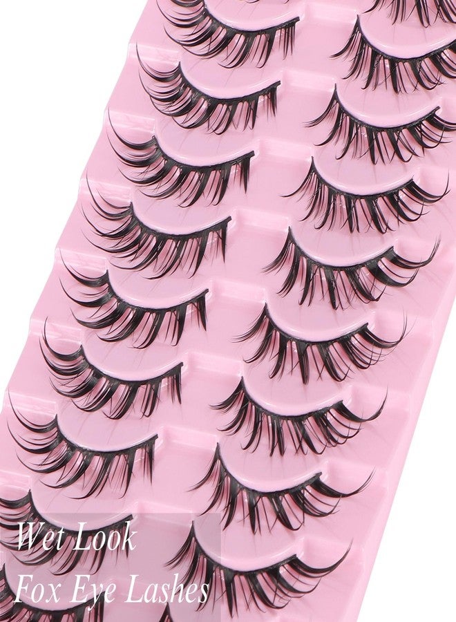 outopen 10 Pairs Fox Eye Manga Lashes Japanese Cosplay Lashes Doll Style Spiky Anime Lashes Wispy Cat Eye False Lashes Extensions(Fox Manga 10-15 MM) - Image 3