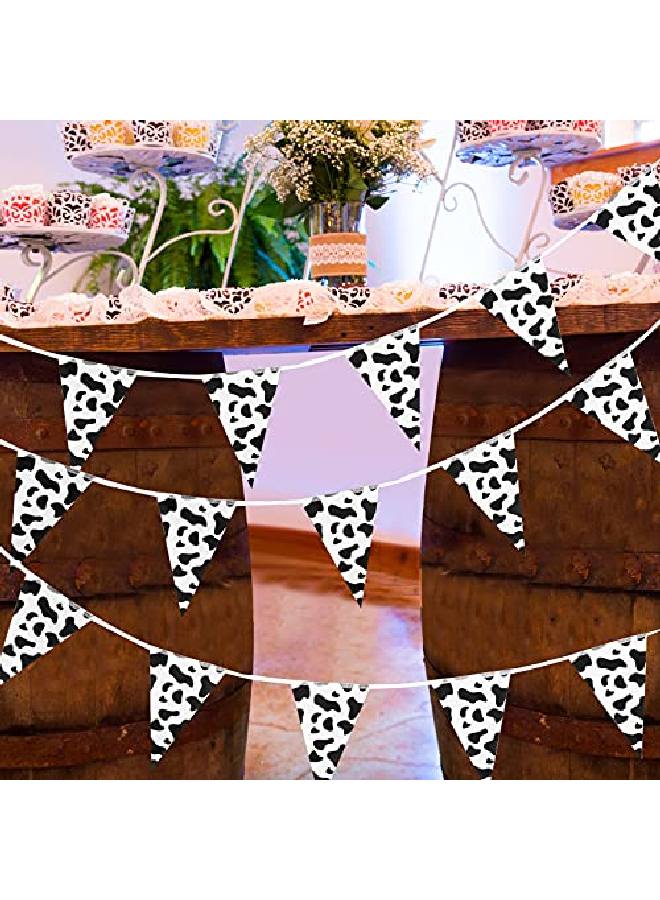 Tatuo 32.8 Ft Cow Print Pennant Banners Cow Bunting Banner Cow Pattern Birthday Party Supplies Farm Style Banner For Western Cowboy Themed Party Decorations - Image 4