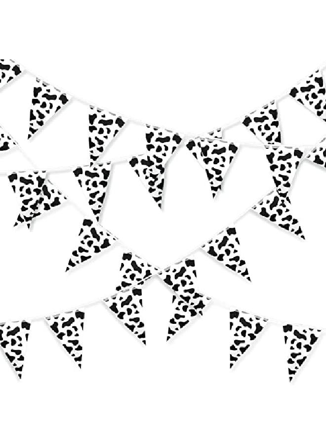 Tatuo 32.8 Ft Cow Print Pennant Banners Cow Bunting Banner Cow Pattern Birthday Party Supplies Farm Style Banner For Western Cowboy Themed Party Decorations - Image 1