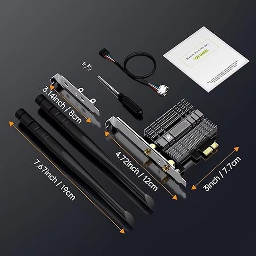 E029 WiFi7 Network Card Intel BE200 8774Mbps Bluetooth 5.4 Tri Band Pcie Express, MU-MIMO, WPA4, 4K QAM, Wireless Network Adapter for Desktop Tower PC with Heat Sink, Only Works for Windows 11 64-bit - Image 3