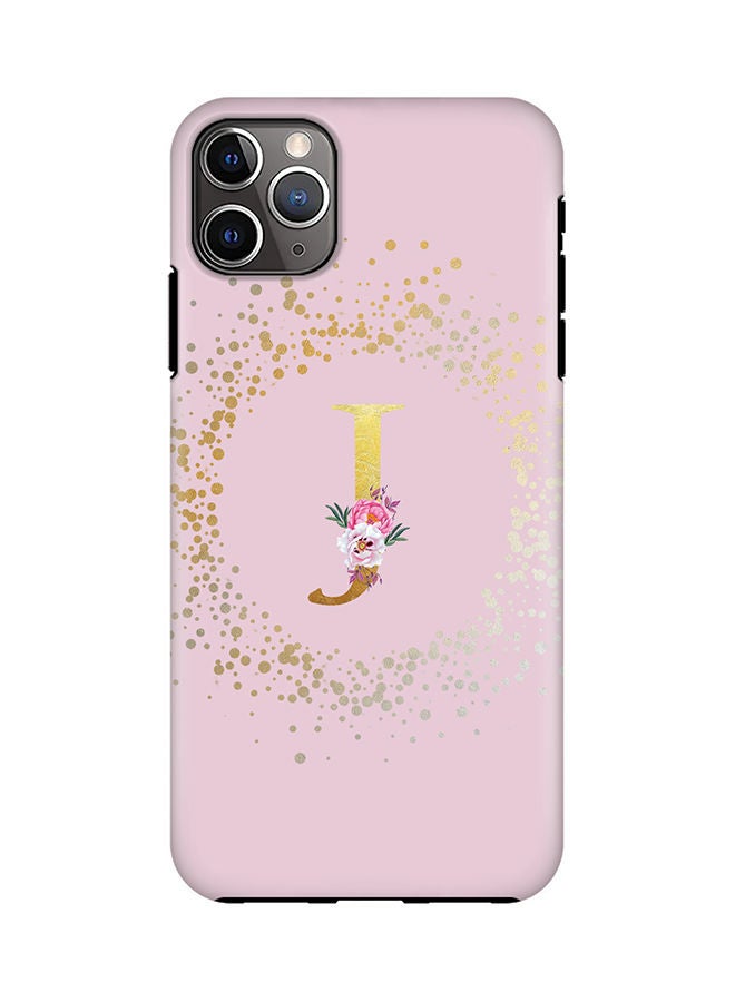 Stylizedd Monogram Tough Cover for Apple iPhone 11 Pro Max Case Custom Initials Letter Floral Pattern Tough Pro Dual Layer hybrid PC inner TPU protection Alphabet- J (Pink) - Image 1