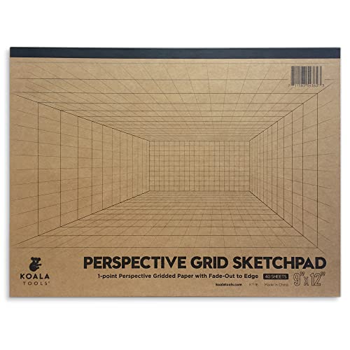 Koala Tools | Drawing Perspective (1 and 2-Point) Large Sketch Pad (1 Point - 9 x 12) - Image 1
