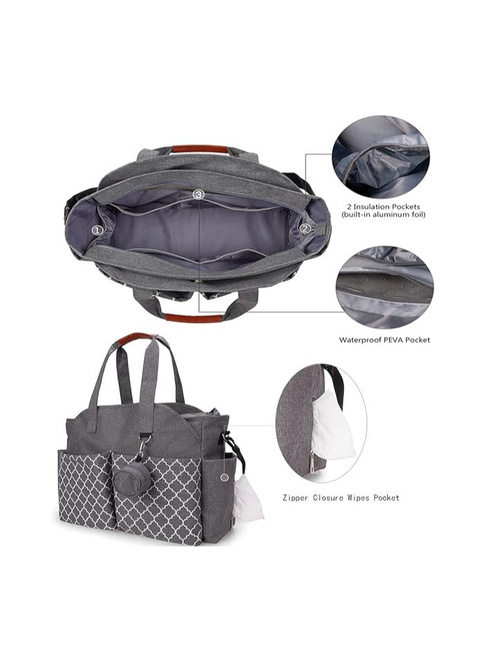 INSIJAM Diaper Bag Tote with Pacifier Case Diaper Bag Backpack for Mom - Large Capacity Hospital Bag for Delivery Baby Travel Tote with Insulated Bottle Pocket and Wipes Case Waterproof Handbag Includes Pacifier Holder - Image 3