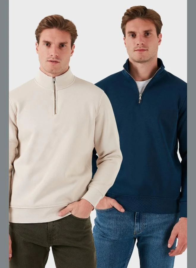 Buratti Cotton Regular Fit Stand-Up Collar 2-Pack Men's Sweatshirt 59052592S2