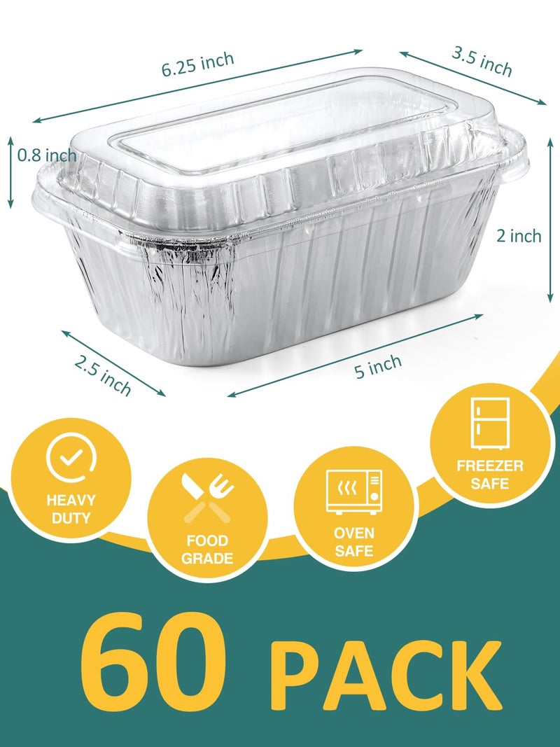 NEEBAKE 60 Pack 6x3.5x2 Disposable Aluminum Loaf Pans with Lids Small-Aluminum-Foil-Pans-Tin-Foil-Baking-Pans-Tin-Trays-Food-Containers-for-Baking-Cakes-Bread-Meat-Loaves - Image 2