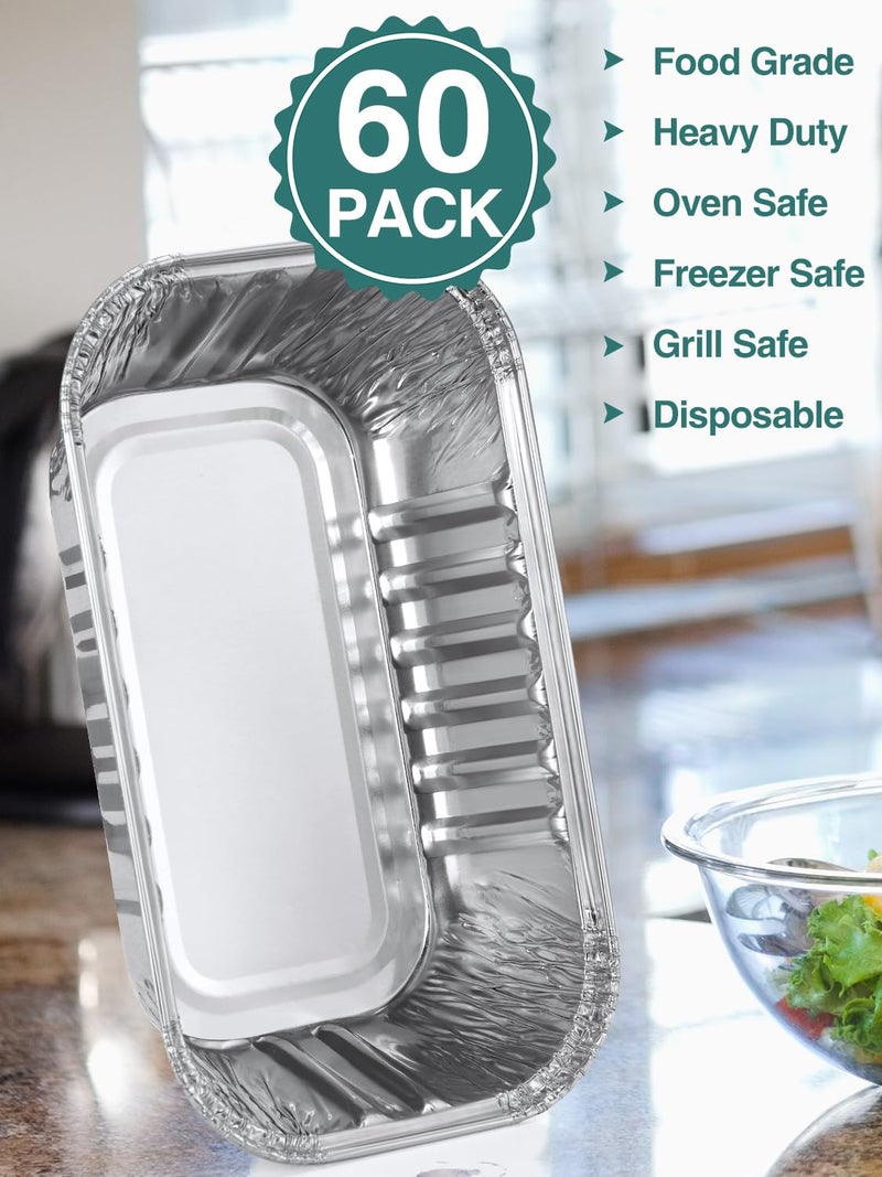 NEEBAKE 60 Pack 6x3.5x2 Disposable Aluminum Loaf Pans with Lids Small-Aluminum-Foil-Pans-Tin-Foil-Baking-Pans-Tin-Trays-Food-Containers-for-Baking-Cakes-Bread-Meat-Loaves - Image 3