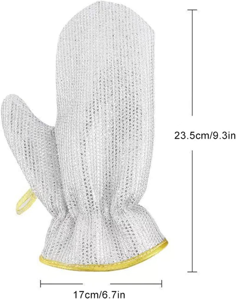 Kitchen Cleaning Mittens, Wire Mesh Scrubbing Gloves, Heat Resistant Waterproof, Silver, 1 Pair  - Image 5