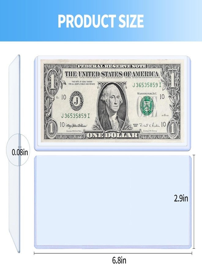 20 قطعة من حافظات العملات الورقية، أكمام شفافة من مادة PVC لحماية أوراق الدولار، مقاس 6.8 بوصة × 2.9 بوصة، مقاومة للماء، حافظة عرض لهواة جمع العملات، حماية للأوراق النقدية - Image 2