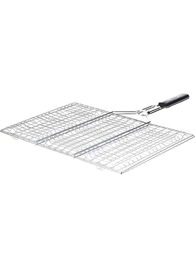 GO2CAMPS GO2CAMPS BBQ Grill with Wooden Handle Extra Large | Alsaqer BBQ Grill Net With Wooden Handle | Barbecue Grill Tool for Burger, Meat, Fish, Vegetable, Steak Meat Shrimps  - Image 1