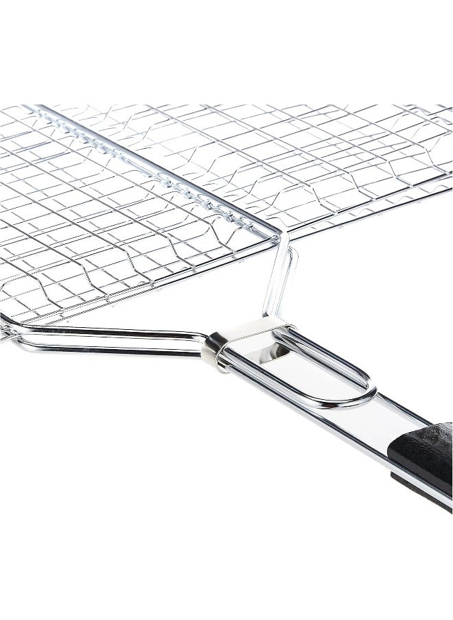 GO2CAMPS GO2CAMPS BBQ Grill with Wooden Handle Extra Large | Alsaqer BBQ Grill Net With Wooden Handle | Barbecue Grill Tool for Burger, Meat, Fish, Vegetable, Steak Meat Shrimps  - Image 4