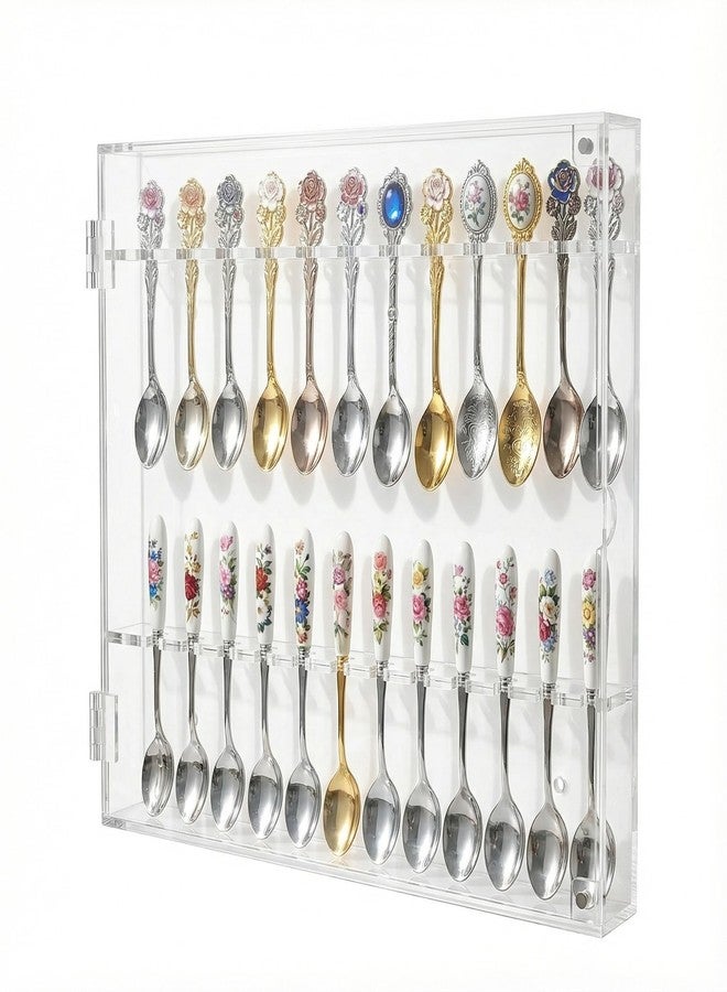 DisplayGifts 24 Souvenir Spoon Acrylic Display Case for Collectors, Wall Mountable or Table Top, Magnetic Door Closure, Premium Spoon Display Case with UV Protection, 14‘’x12‘’x1.5‘’ - Image 1