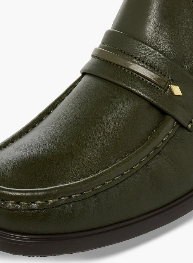 Pinosos Green Men Slip-On Genuine Leather Loafers for Men | Best Price UAE