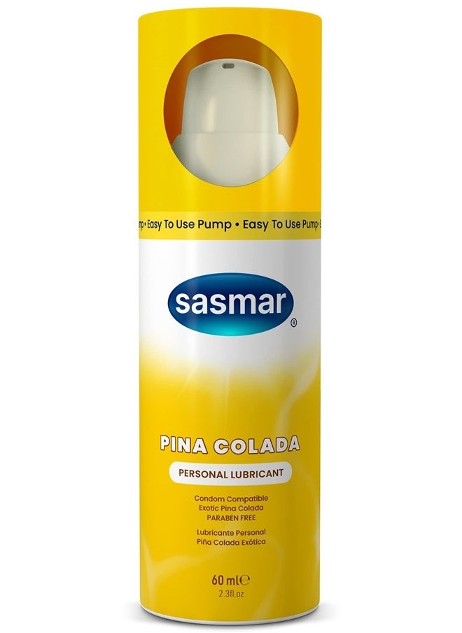 sasmar Pina Colada Flavored Lubricant - Water Based Personal Lube for Men, Women Feels Natural, Long Lasting Formula, Paraben Free - 60 ml  - Image 1