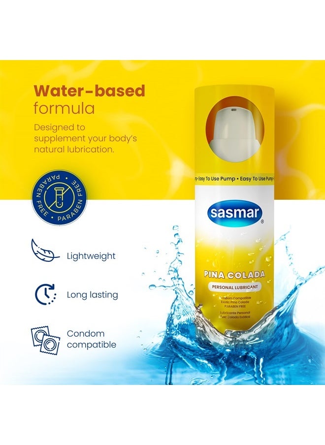 sasmar Pina Colada Flavored Lubricant - Water Based Personal Lube for Men, Women Feels Natural, Long Lasting Formula, Paraben Free - 60 ml  - Image 4
