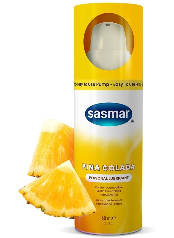 sasmar Pina Colada Flavored Lubricant - Water Based Personal Lube for Men, Women Feels Natural, Long Lasting Formula, Paraben Free - 60 ml  - Image 2