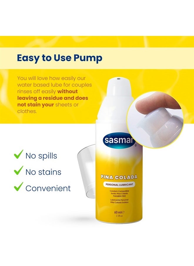 sasmar Pina Colada Flavored Lubricant - Water Based Personal Lube for Men, Women Feels Natural, Long Lasting Formula, Paraben Free - 60 ml  - Image 5