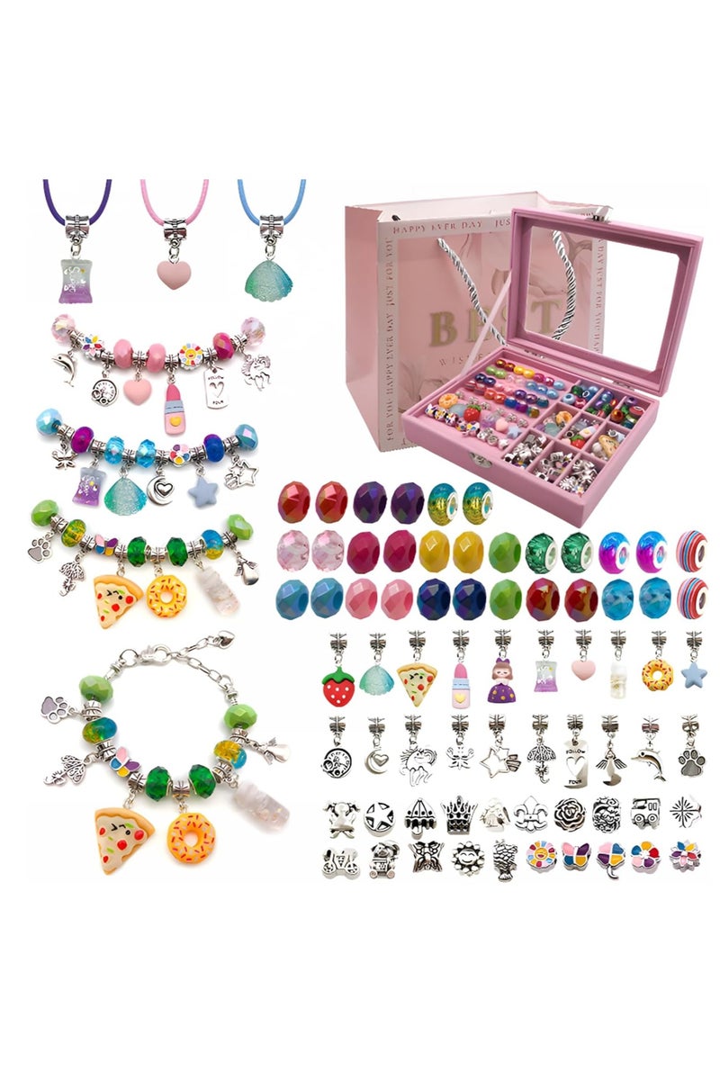 Bracelet Making Kit for Girls 76PCs Charm Bracelets Kit with Jewelry Box Jewelry Charms Bracelets for DIY Craft Jewelry Gift for Adults and Kids Present For 8-12 Year Old Girl - Image 1