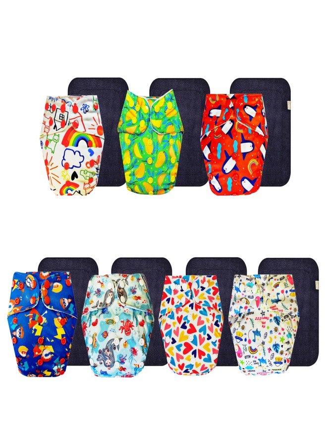 Dumbledo Premium Cloth Diaper with Black Insert (Pack of 7) | Dry Feel and Comfortable | Reusable & Washable | Quick Dry | Perfect for Indian Summers | 3 Months - 3 Years | Unisex Baby - Image 1